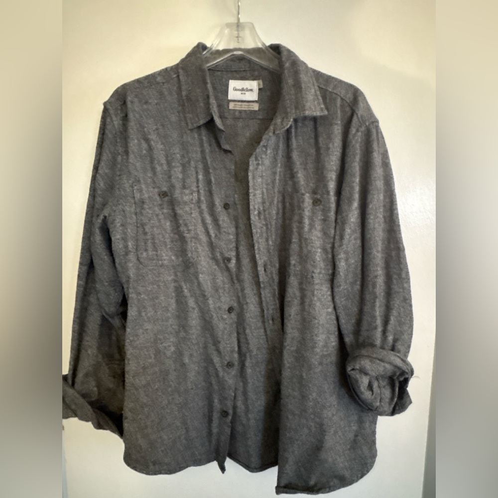 Goodfellow & Co Gray Button Down Shirt Large Cotton Casual Shirt